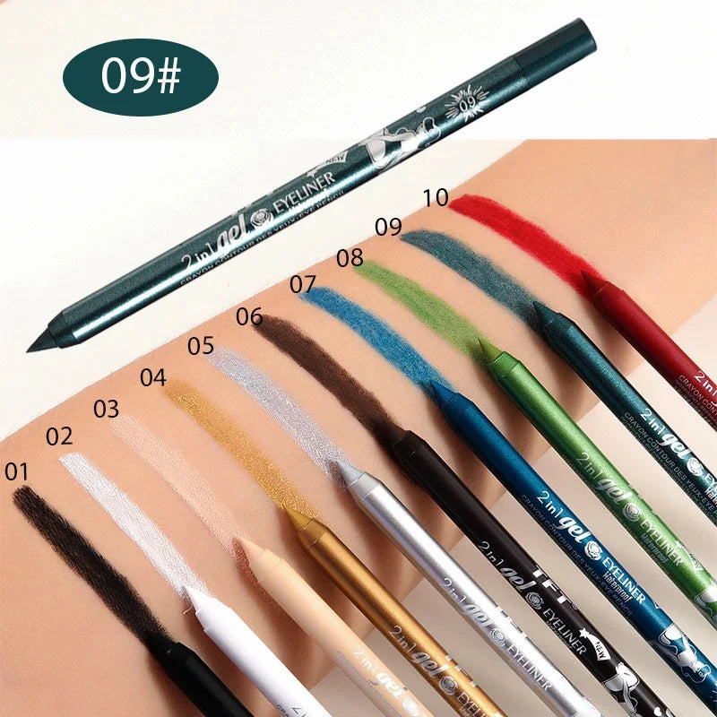 Waterproof Eyeliner Gel Pencil Pigment Brown Black White Glitter Eyeiner Pen for Women Fashion Easy Color Eyes Makeup Cosmetics