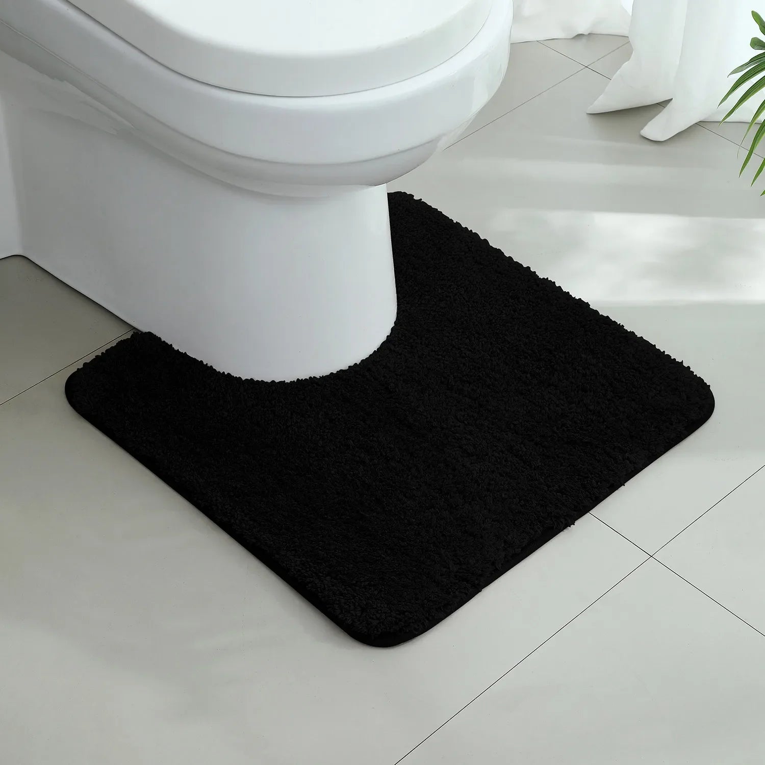 U-shaped thickened bathroom floor mat, plush material, bathtub absorbent mat, anti slip foot mat, bathroom small carpet, entranc