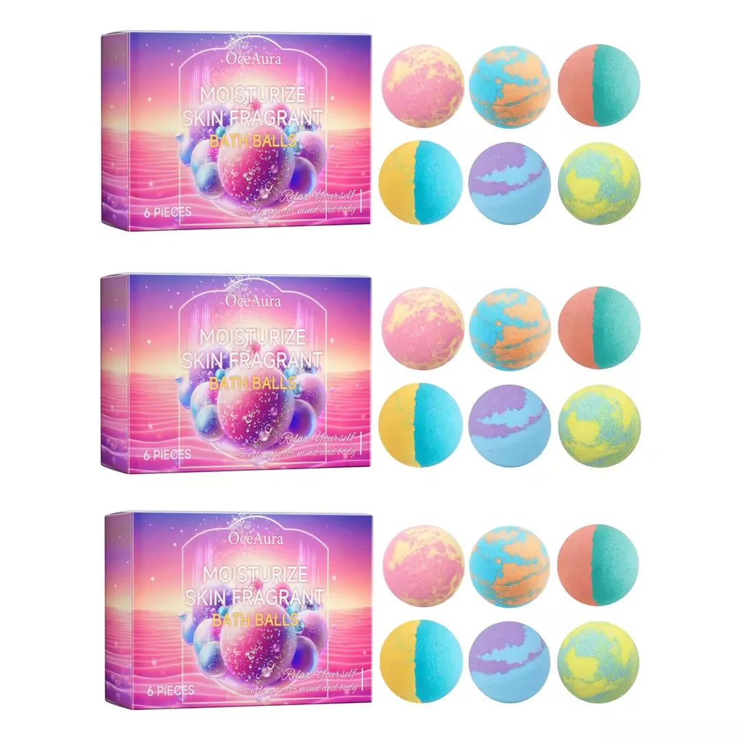 6PCS Colorful Bath Balls Gift Set Deep Moisturizing Skin Exfoliating Reduce Dryness Cheerful Scent Relax Spa Bath Flavor Balls