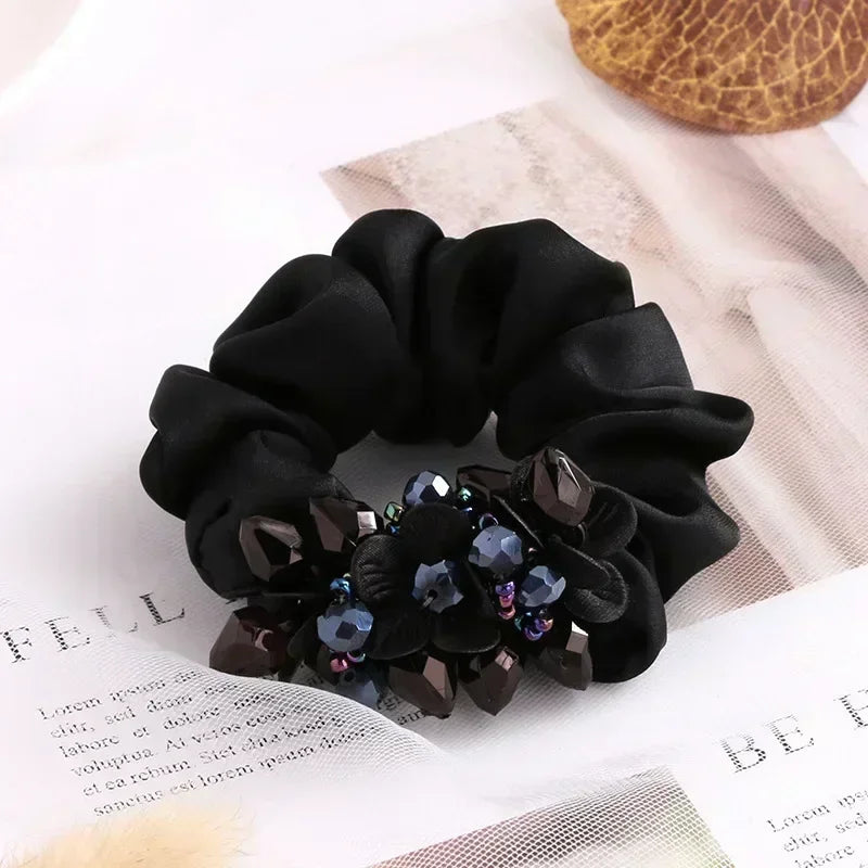 Women Lace Hair Scrunchies  Bow Hair Fantaisie Tie High Elasticity