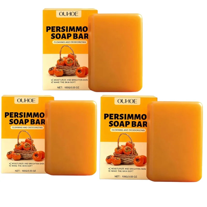 Persimmon Fruity Aroma Honey Bath Soap Bar,Reduce Mature Skin Elderly Odor,Face Body Gentle Cleansing Refreshing Moisturizing