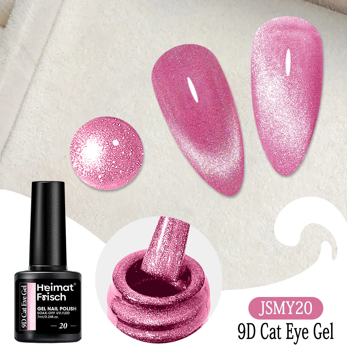 Heimat Frisch Single 0.24oz Crystal Cat Eye Gel Nail Polish - Holographic Glitter, Translucent and Magnetic Effect, Long-Lasting