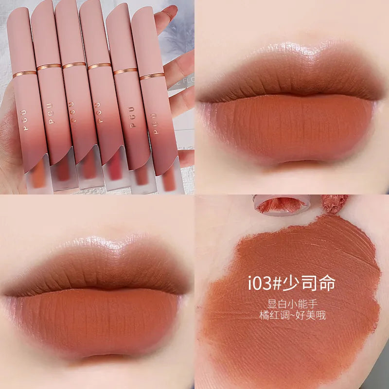 Dual-Use Liquid Matte Lipstick Lip Balm Pink Long-Lasting Non-Stick to Cup 6 Colors Available for Lip And Cheek Makeup