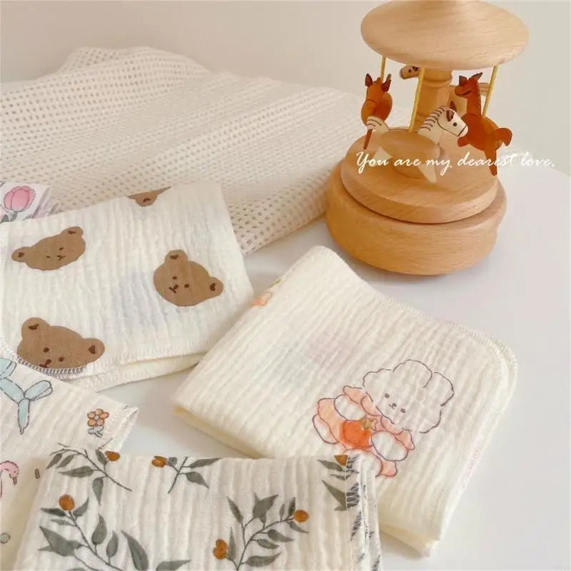 Baby Washcloth with 4-layer Baby Towel Reusable Baby Cotton Square Face Shower Bath Towel Soft Baby Wiping Bathing Feed