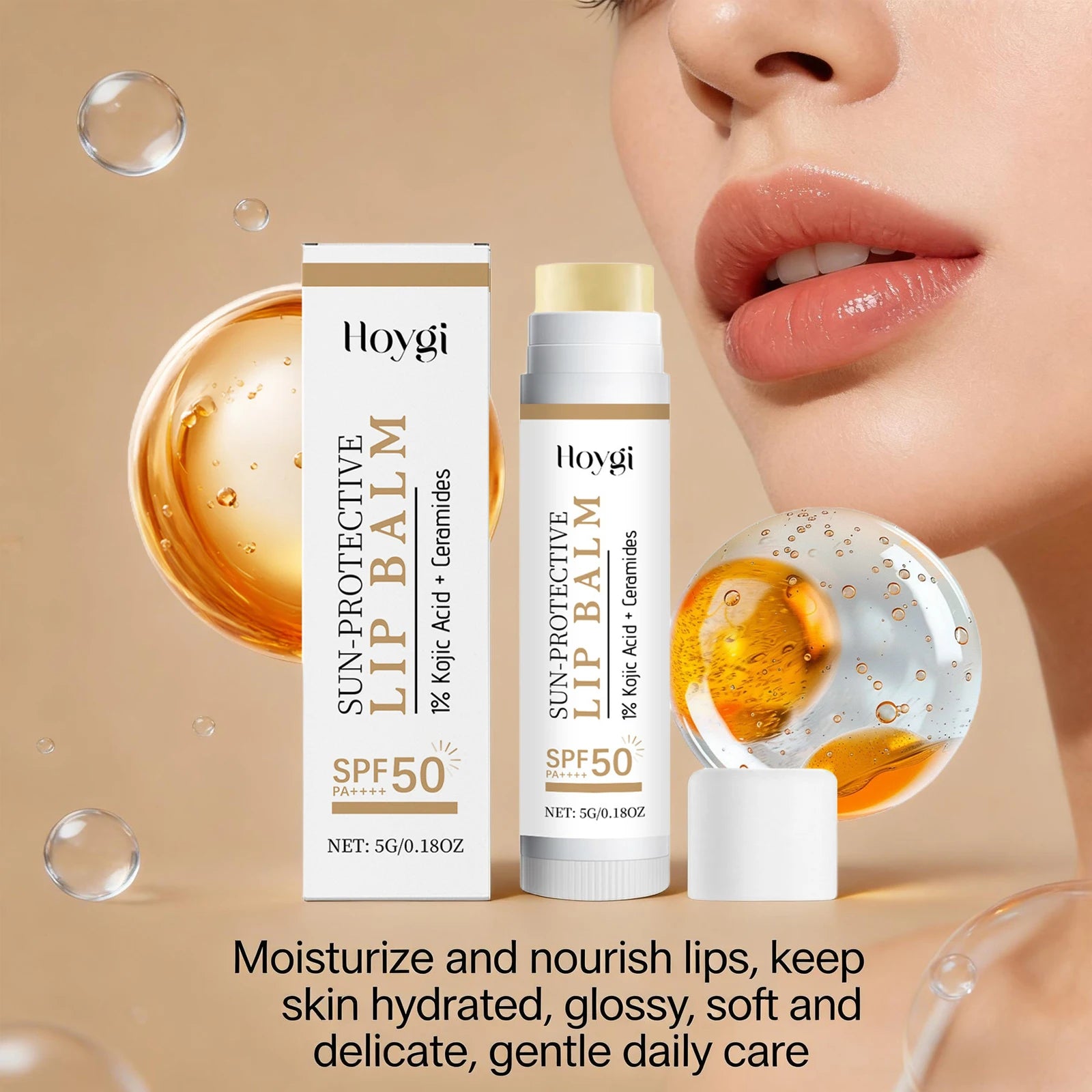 Sun Protective Lip Balm Spf 50+ Sunblock Fade Lip Lines Nourishing Moisturizing Kojic Acid Ceramide Lip Care Shining Lipstick