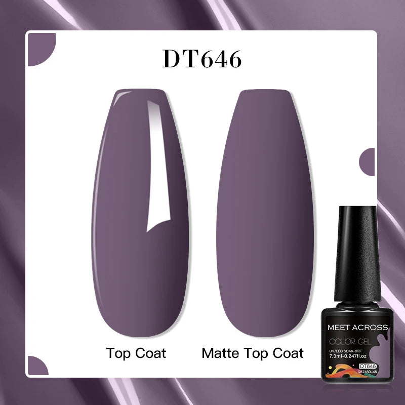 MEET ACROSS 7ml Pink Glitter Rubber Base Nail Gel Polish Sparkling Gold Foil DIY Nail Art Painting Gel Long Lasting Varnish