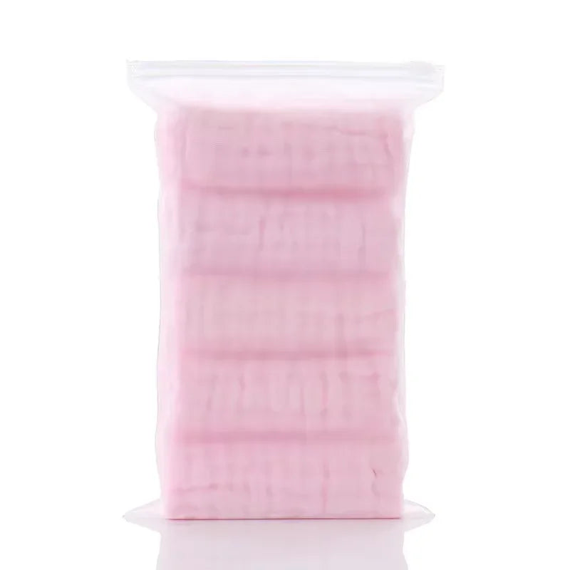 5 Pure Cotton Gauze Square Towels, Soft and Comfortable Baby Drool Towels, Highly Absorbent, Suitable for Home Use and Outings