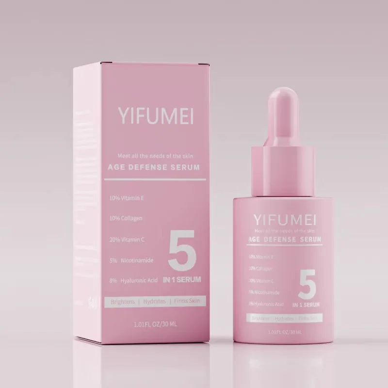 Crown Diamond 5 in 1 Brightening Hyaluronic Acid Vitamin C E Instant Lift Anti Aging Peptide Collagen Facial Serum For Skin Care