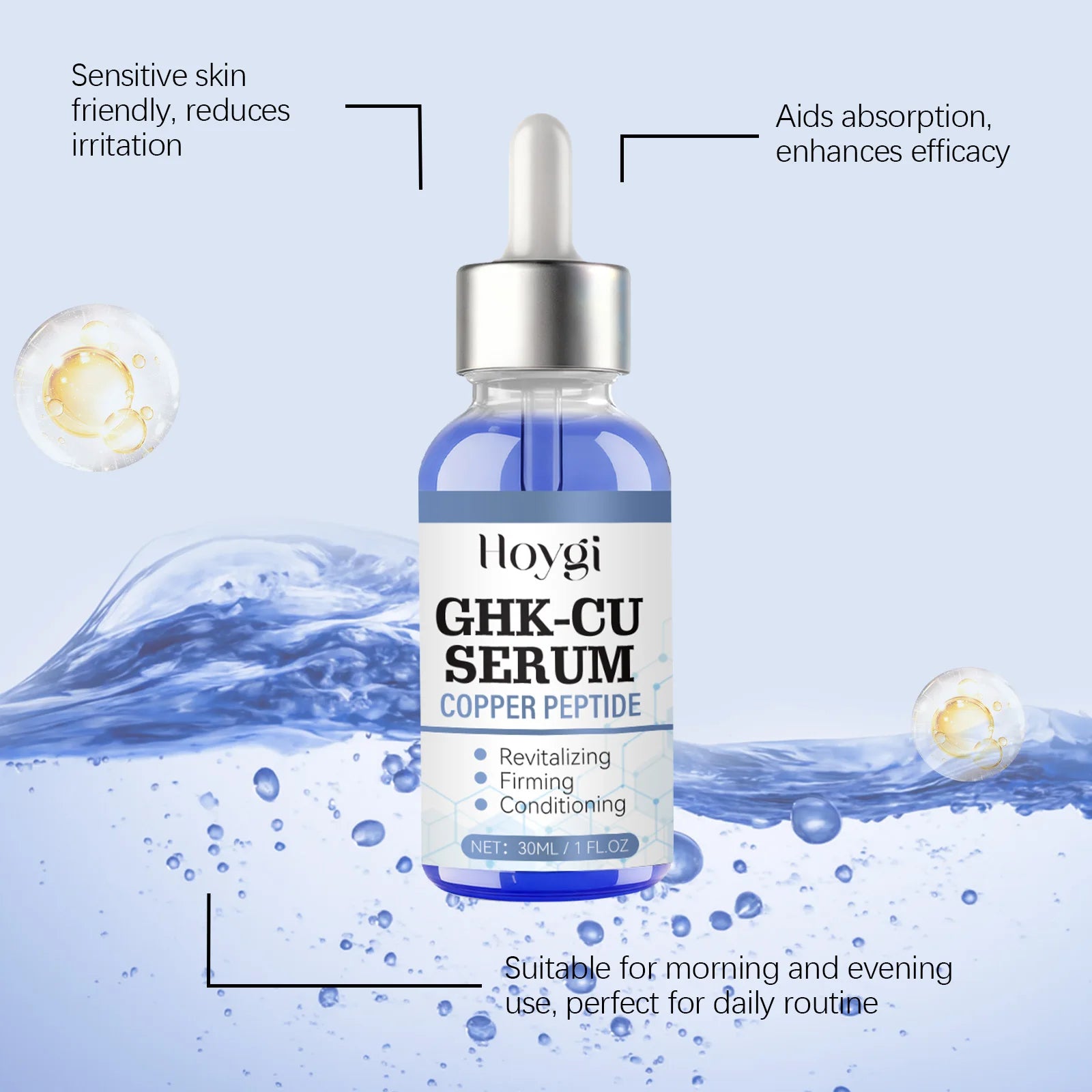Copper Peptide Serum Anti Aging Face Serum Firming Lifting Fade Fine Lines Pore Shrinking Moisturizer Hyaluronic Acid Skin Care