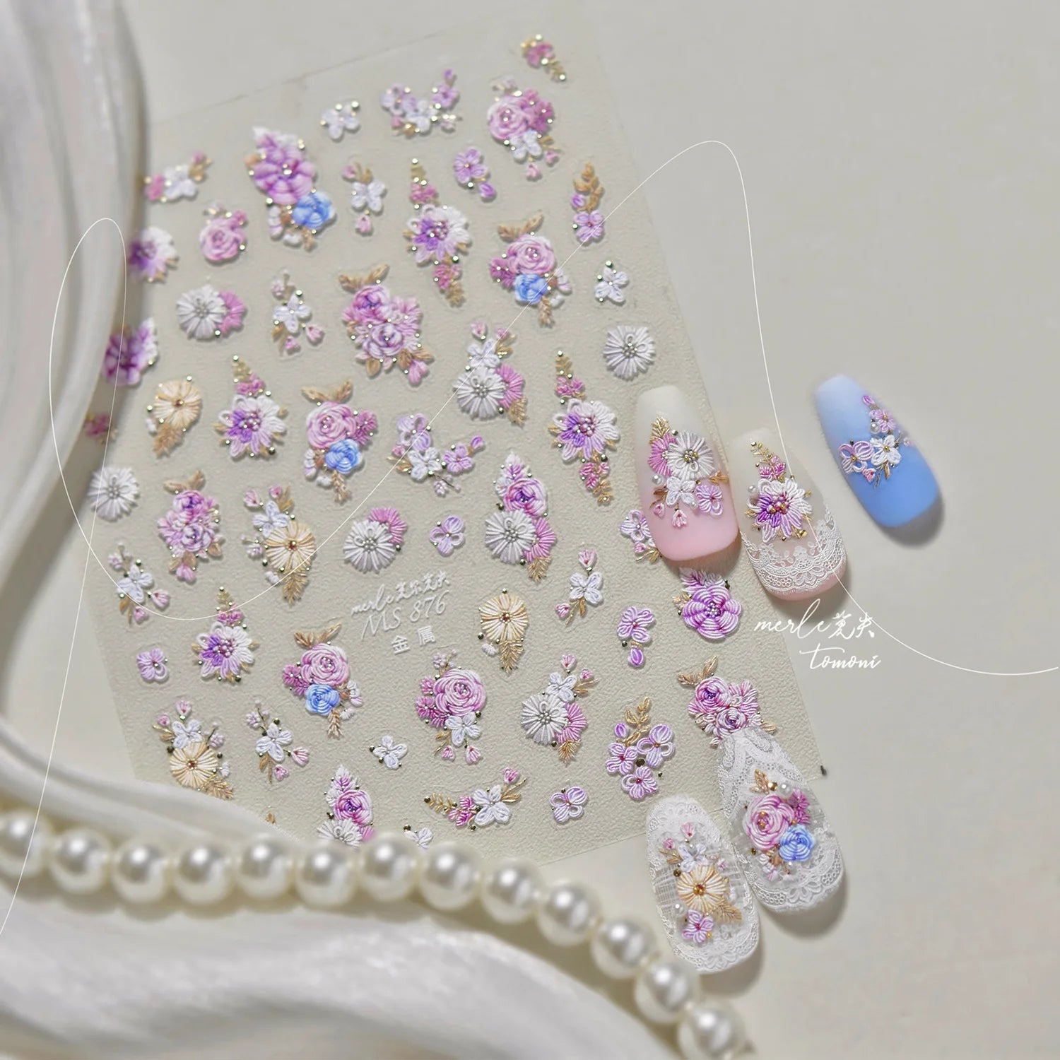 Cherry Blossom Nail Art Stickers 5D Embossed Nail Stickers Spring Self Adhesive Nail Decorations Stickers Decals Manicure Tools