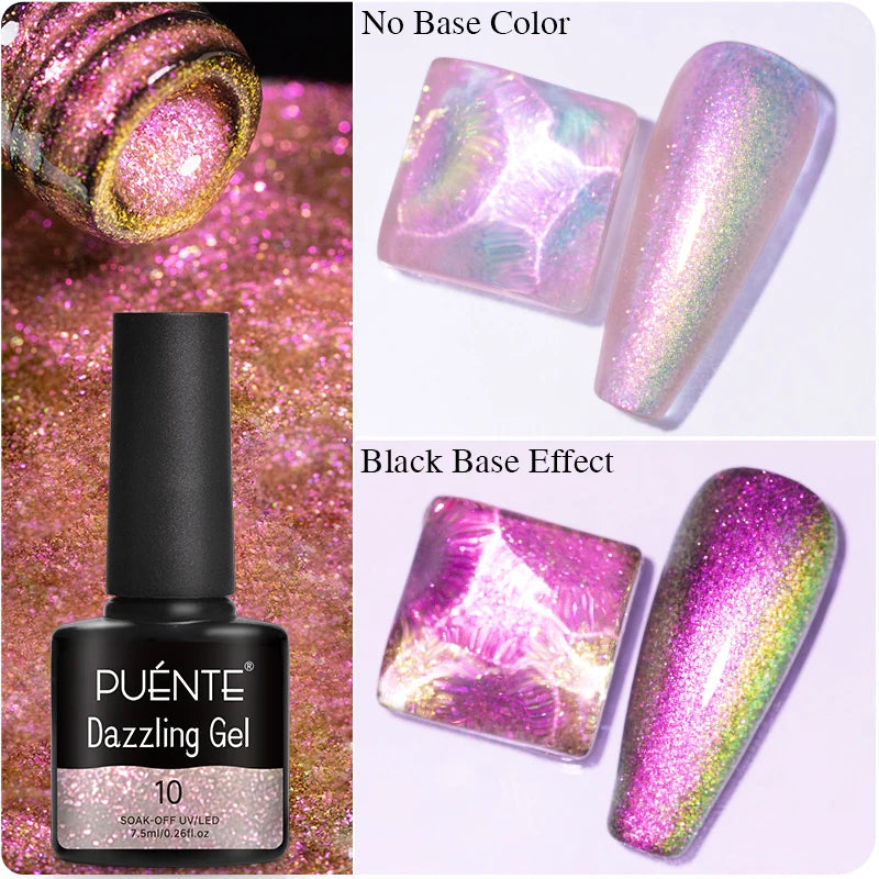 7.5ML Green Crystal Cat Magnetic Gel Nail Polish Shiny Green Glitter Cat Eye Gel For Manicure Soak Off UV Nail Art Varnish