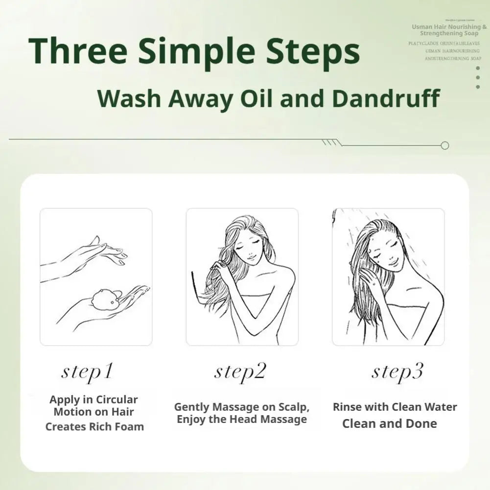 Natural Herbal Shampoo Soap Usman Grass Handmade Soap Hair Nourishing, Oil Control, Strengthen Hair Root Solid Shampoo