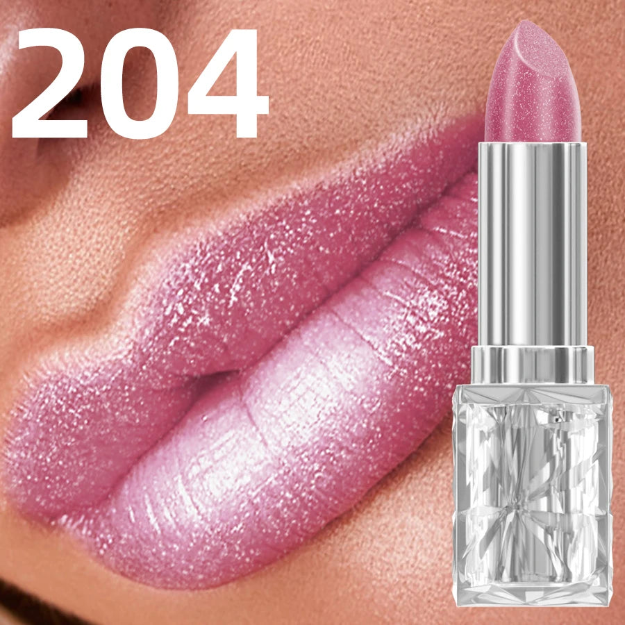 7 Colors Sparkling Metallic Finish Lipstick Hydrating Red Pink Glitter Lip Tint Shine Lip Color Highly Pigmented Lip Makeup Gift