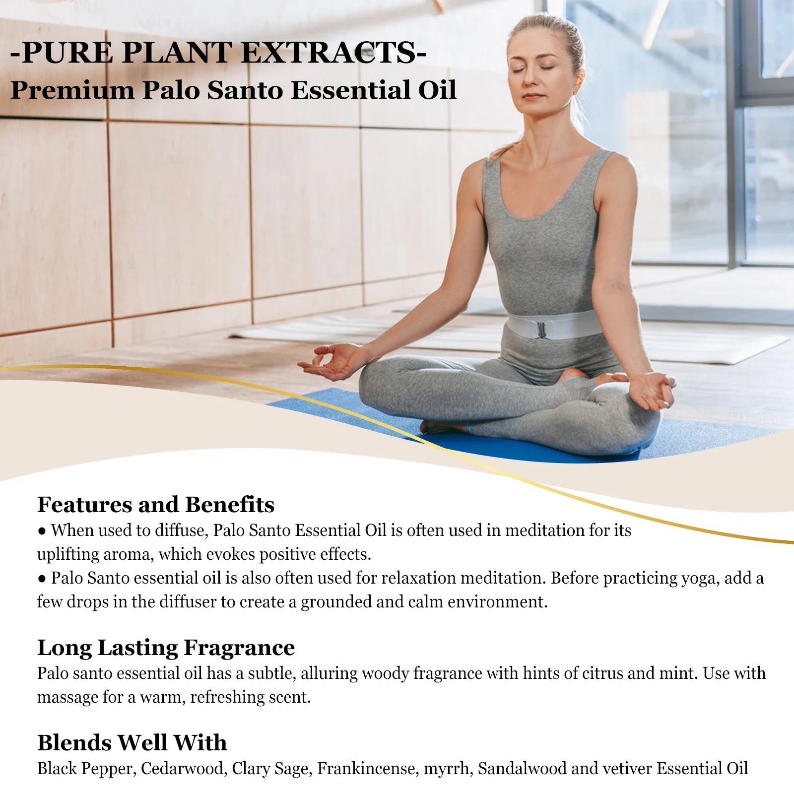 EUQEE 10ml Palo Santo Plant Essential Oil with Dropper Blue Tansy Cardamom Wintergreen Fennel Lavender  Vanilla Oil For Diffuser