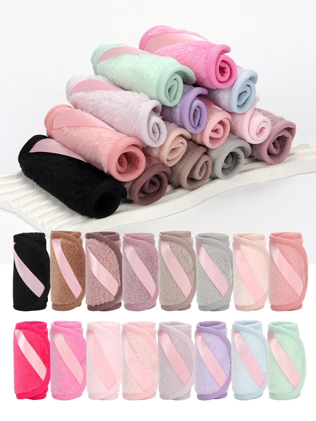 1020 Long Bandage Cleaning Wipes 6Pcs, Machine Washable, Reusable Makeup Remover Tools, Suitable for All Skin Types
