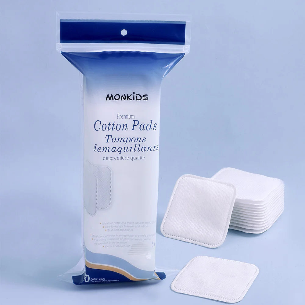 100pcs soft and breathable circular makeup remover pads, double-sided textured cotton pads, used for daily facial cleansing