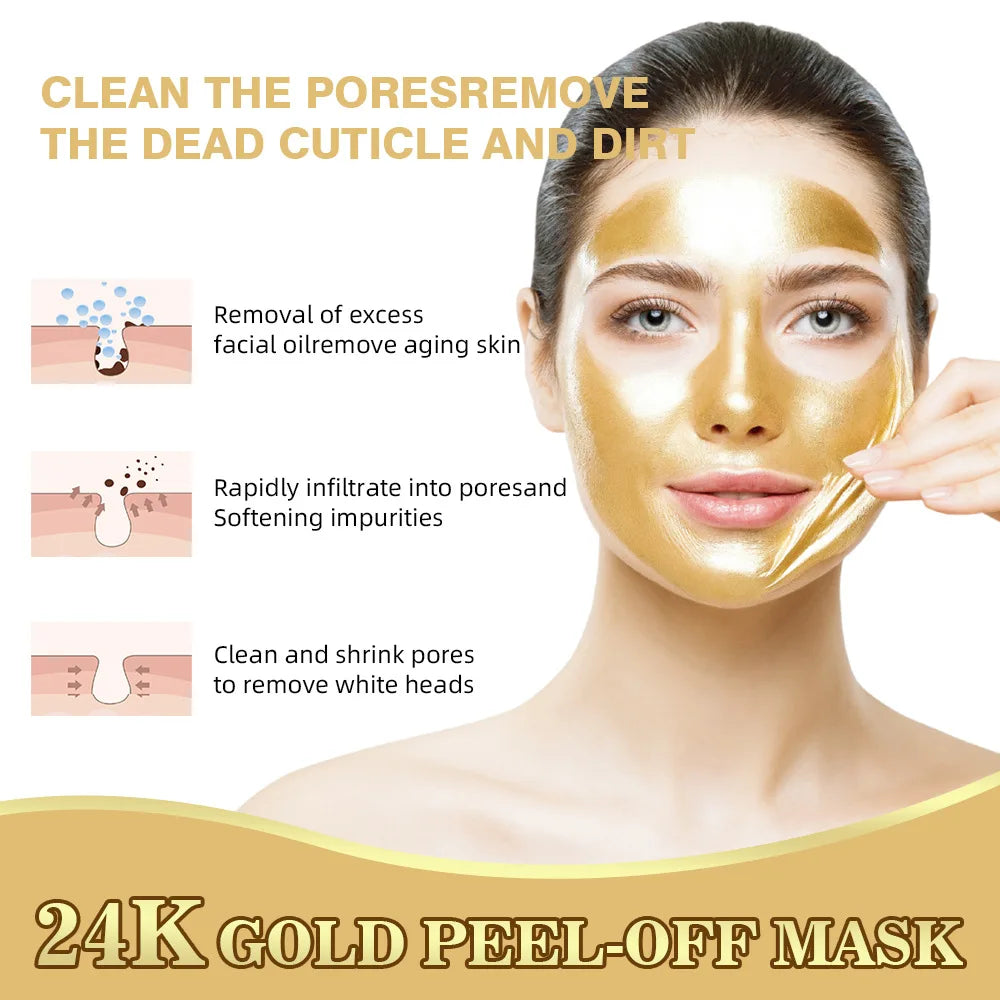 24K gold peel-off mask 60g T-zone care to shrink pores and remove blackheads and acne mask blackhead nose mask
