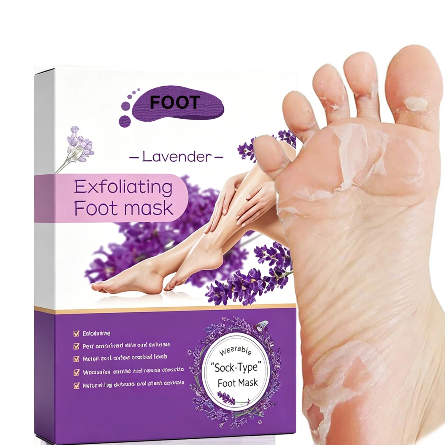 2 Pack Foot Peel Mask Exfoliator Peel Off Calluses Dead Skin Callus Remover Baby Soft Smooth Touch Feet Men Women