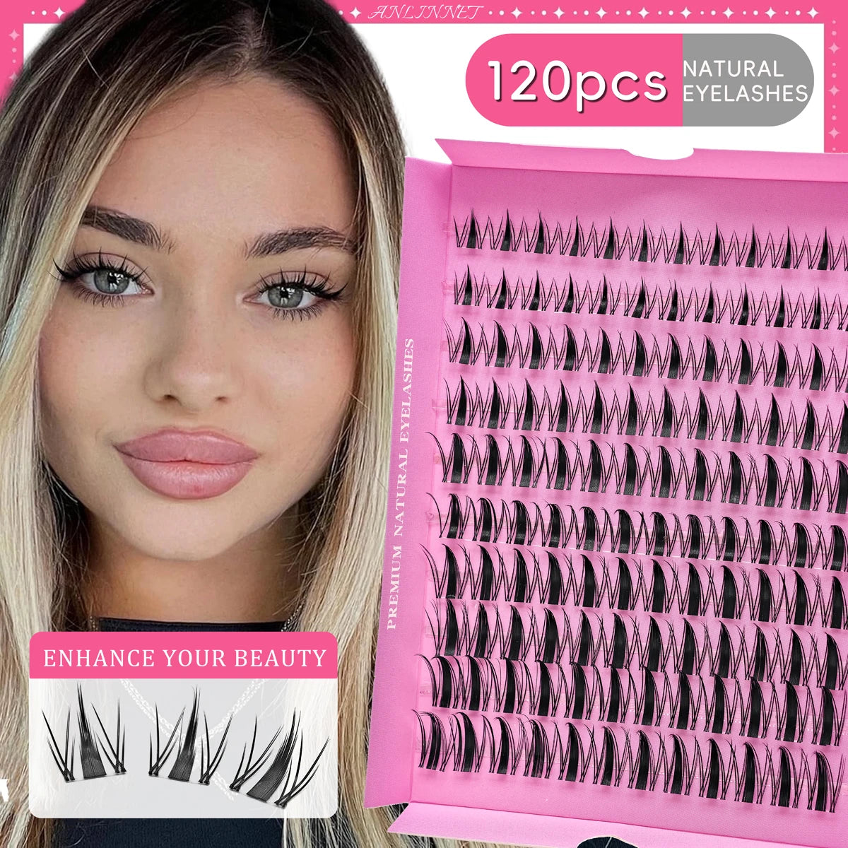 120 Cluster Individual Lash Clusters 6D Eyelashes 10-18mm Natural Look Manga Lashes Long-lasting False Eyelashes for Women Eyes