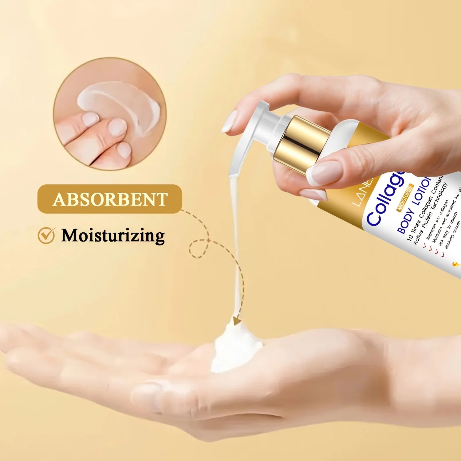 Collagen Moisturize Body Lotion - Moisturizing Dry and Dehydrated Skin, Lightweight & Non-Greasy for Skin