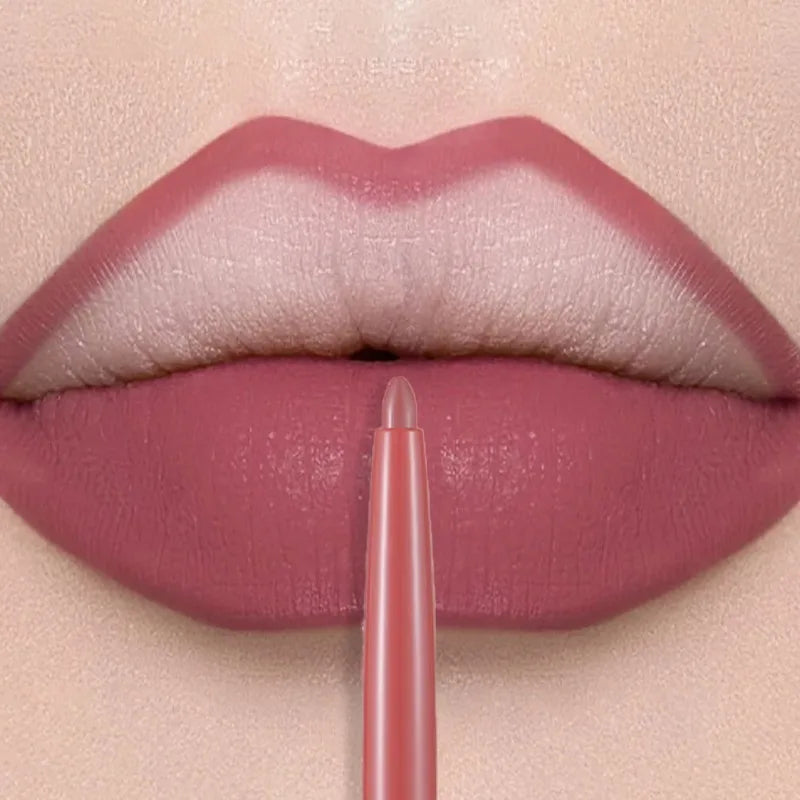 12 Colors Lip Liner Lipstick Pen Long-Lasting Waterproof Sweatproof Lip Contouring Pen Matte Velvet Non-fading Color Lips Makeup