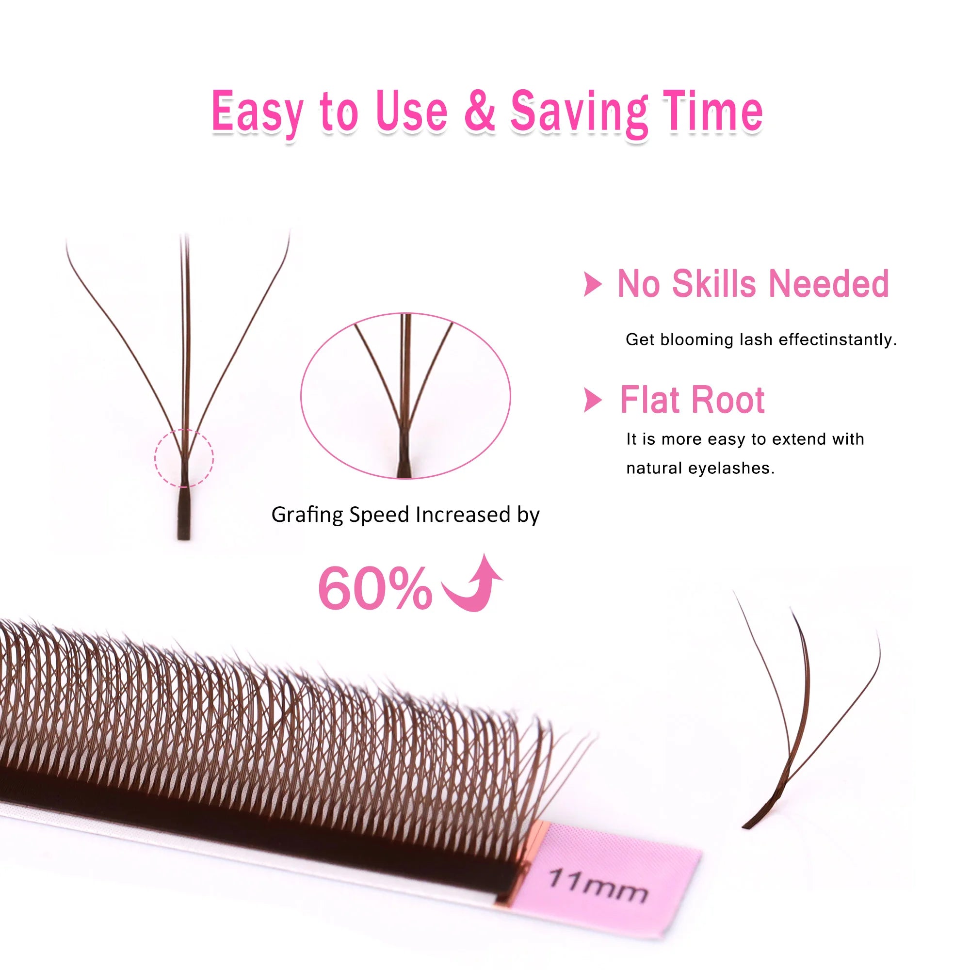 NEW L M Curl Brown 3D Fairy Lashes Premade Bloom Fans Eyelash Extension 3D Clover Spike Hand Woven Dark Brown 3D W Shaped Lashes