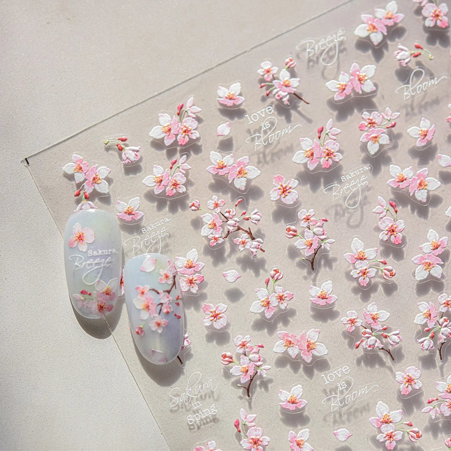 Japanese Nail Parts 5D Reliefs Cherry Blossom Self Adhesive Nail Art Stickers DIY 2025 Summer Flower Manicure Decoration Decals
