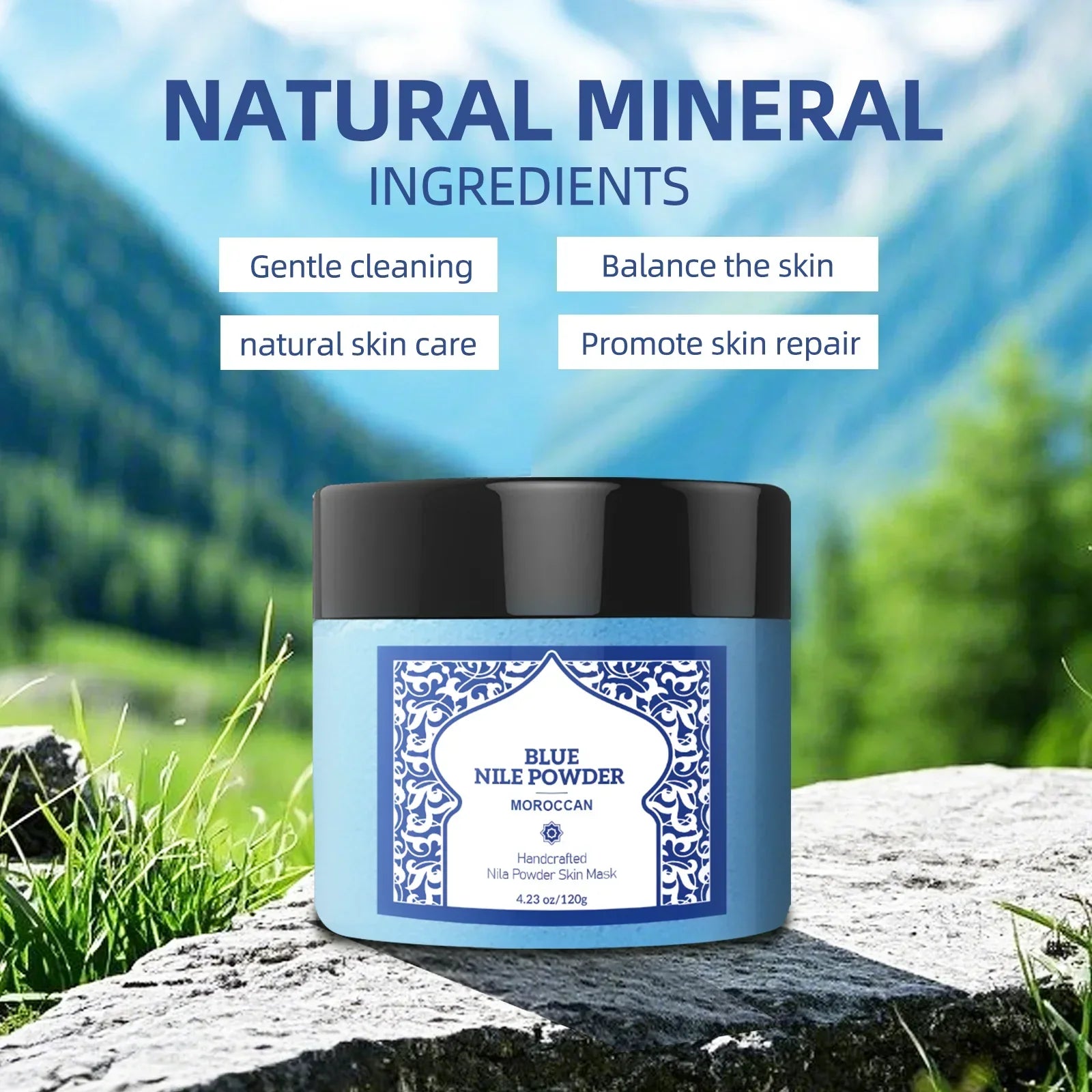 Moroccan Mineral Foaming Powder 120g - 15-Min Deep Cleansing Mask for Face & Body, Nourishes with Perilla Leaf Formula.
