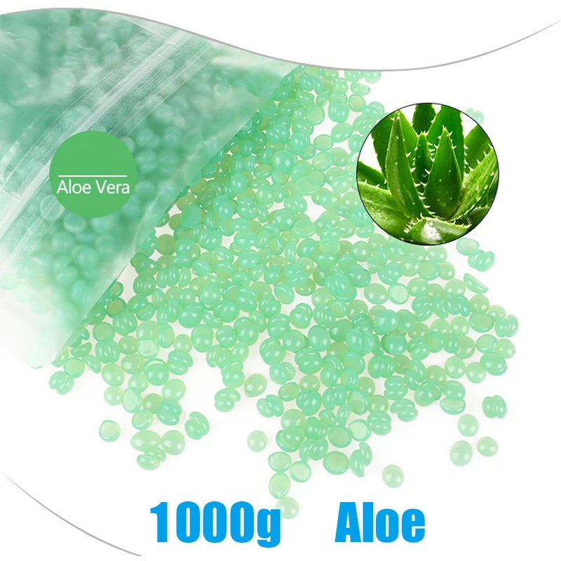 500g/1000g Depilatory Wax Beans Hot Film Painless Waxing Beads Hard Wax Beans Heating Wax Machine Bikini Face Body Hair Removal