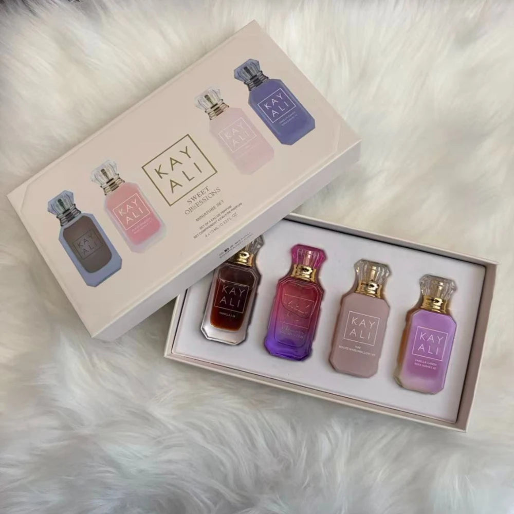 40ml Perfume Mini Set 4x10ml Sweet Vanilla Candy Marshmallow Rose Eau De Parfum Gift Set Long Lasting Fragrance for Women