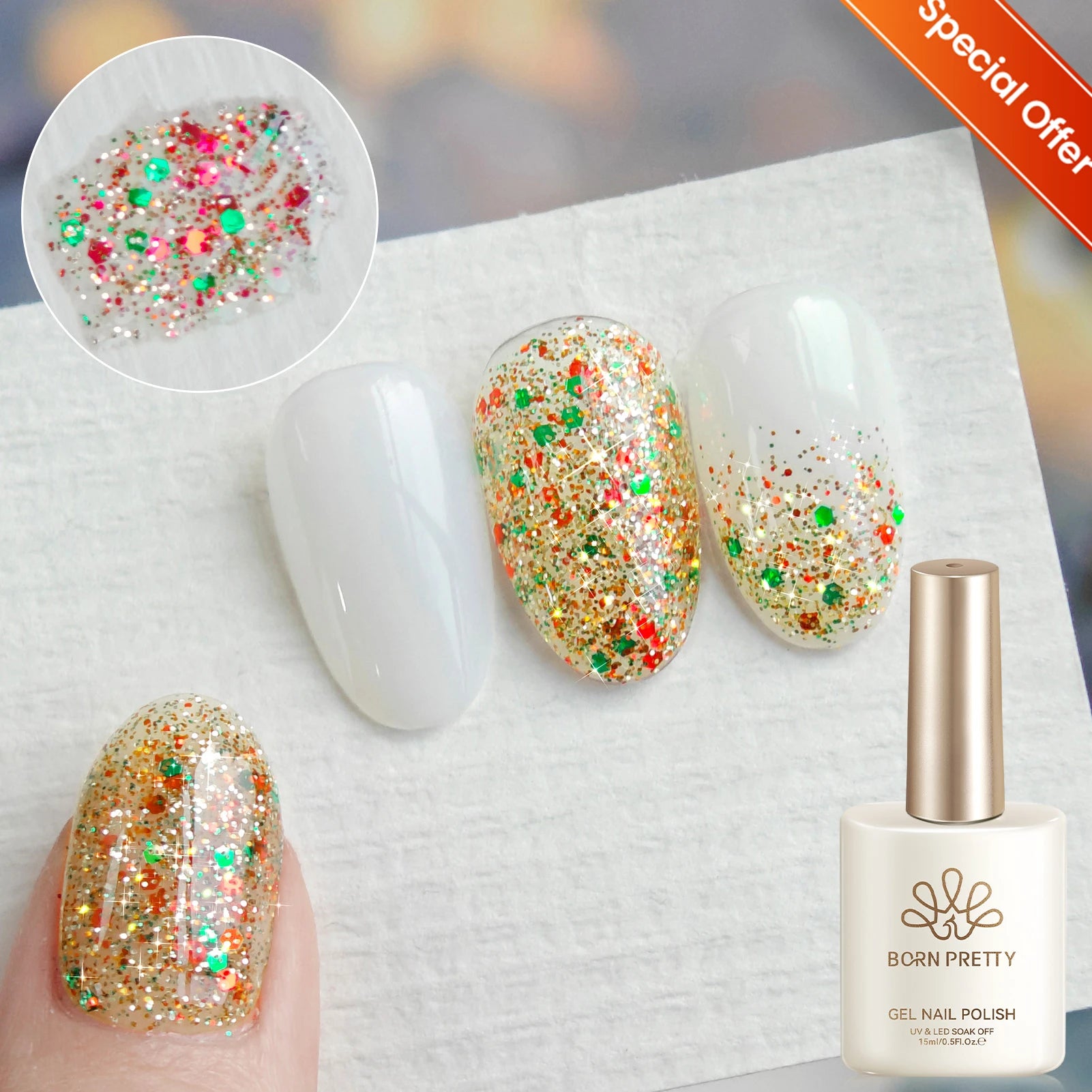 BORN PRETTY 15ML Pearl White Pearl Shell Thread Gel Nail Polish Shiny Glitter Varnis Semi Permanent For Soak Off Gel Nail Art