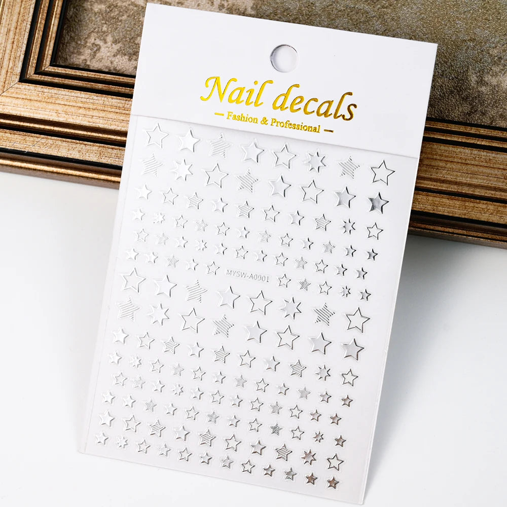 1pcs Star-Themed Nail Art Stickers 3D Self-Adhesive Plastic Decals With Glitter Finish Anime Rectangle Shape Ideal For DIY Nails