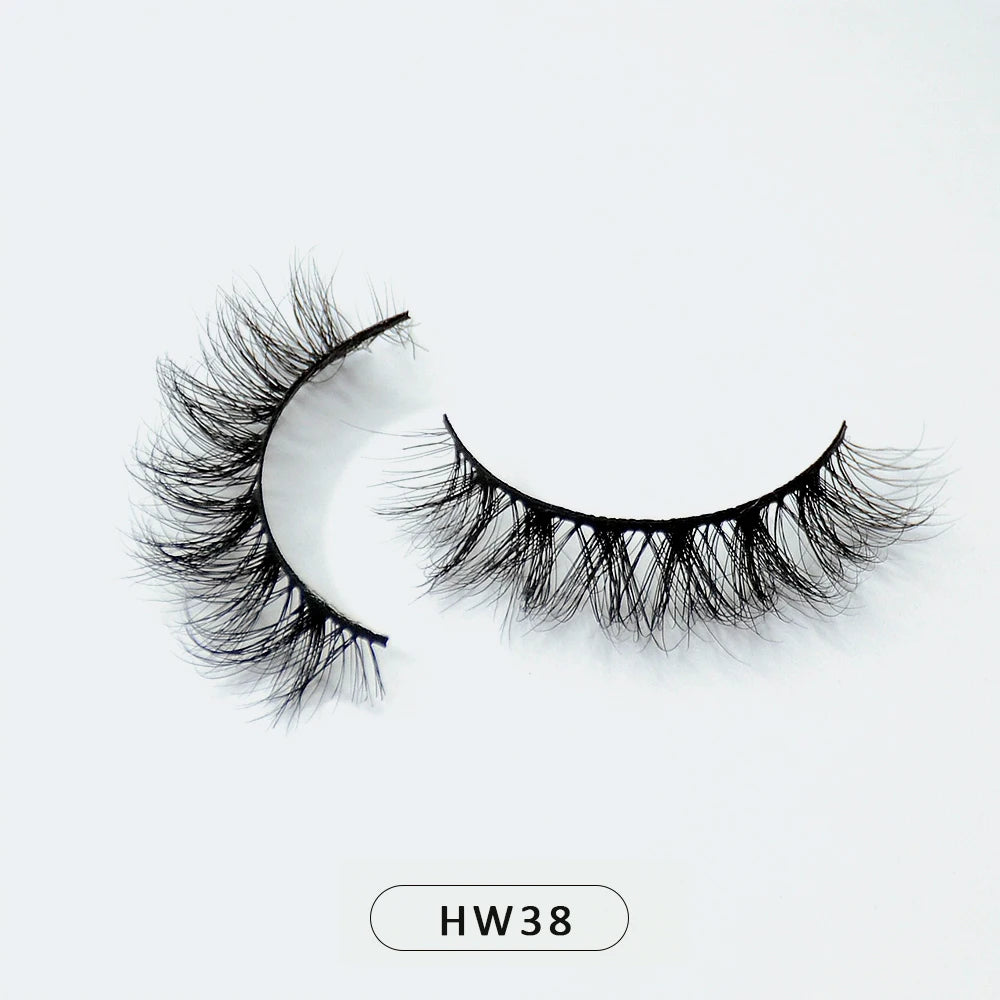 HZJY Dropshipping 10-15mm 3D Real Mink Handmade Crossing Lashes Individual Strip Thick Lash Fake Eyelashes with free paper boxes