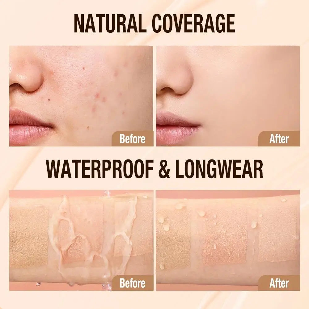 Liquid Foundation Cream 30ml Full Coverage Makeup Base SPF30 Waterproof Long Lasting Concealer Smooth Matte Finish