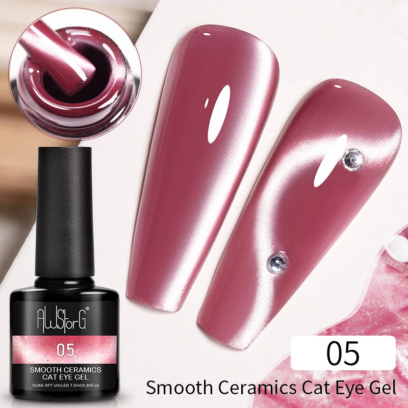 AWStorG Intense Rainbow Cat Eye Gel 5ml Holographic Laser Magnetic Nail Gel Soak Off UV LED Gel Polish Shiny Rainbow Manicur