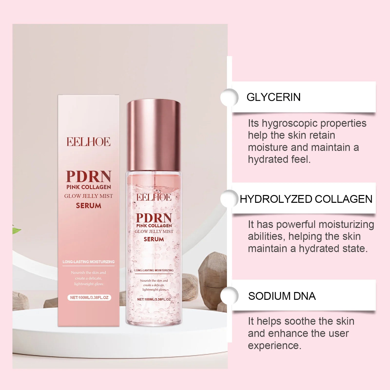 Jelly Mist Serum Collagen Brightening Essence Spray Facial Moisturizing Soothing Delicate Skin Improve Drying Skin Care