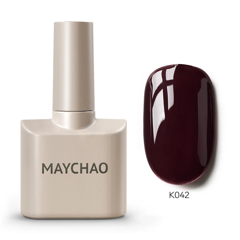MAYCHAO Cherry Red Gel Nail Polish 12ml Glossy Semi Permanent Soak Off UV LED Frosted Gel Nails Base Painting Varnish