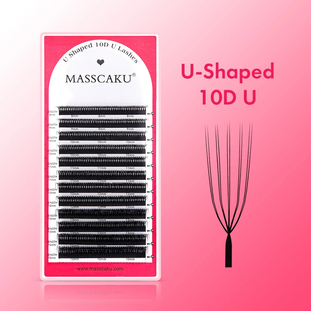 MASSCAKU C/D U-Shaped 3D/4D/5D/6D/8D/10D Mix 8-15MM False Eyelashes Professional Handmade Natural Volume Lashes Supplies