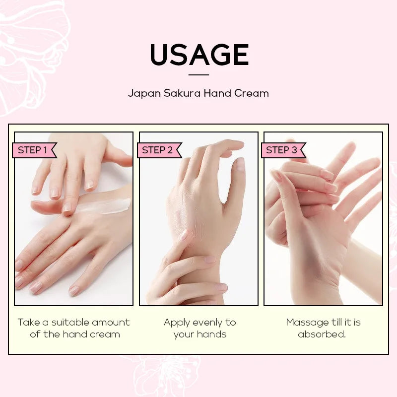 LAIKOU Sakura Hand Cream Hydrating Moisturizing Nourishing Smoothing Brightening Repairing Non‑Greasy For Dry Rough Skin 30g