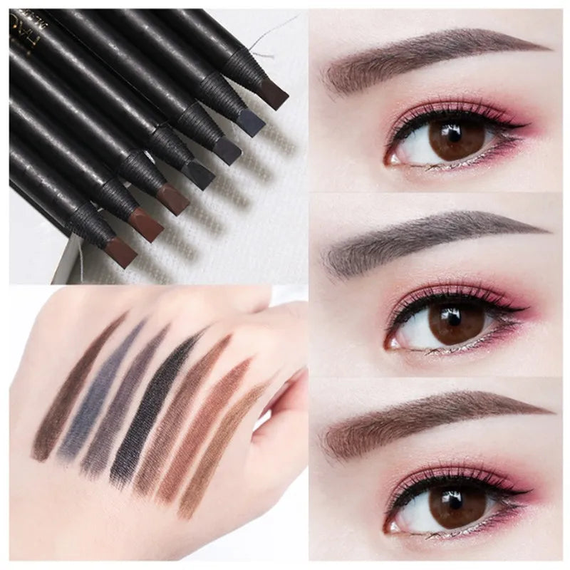 White Eyebrow Pencil Cosmetic Pen Brush for Eyeshadow Natural Long-Lasting Brows Tint Waterproof Eye Brow Makeup Set Beauty