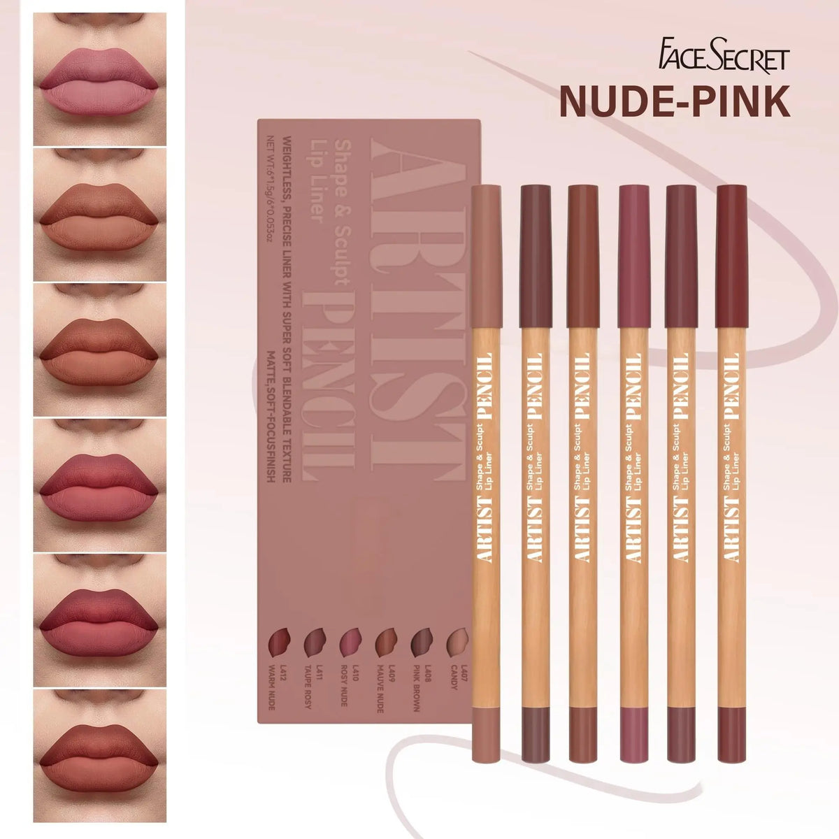 18 Color Face Secret Artist Shape Sculpt Lip Liner Pencil  Weightless Precise Liner with Super Soft Blendable Texture Matte Soft