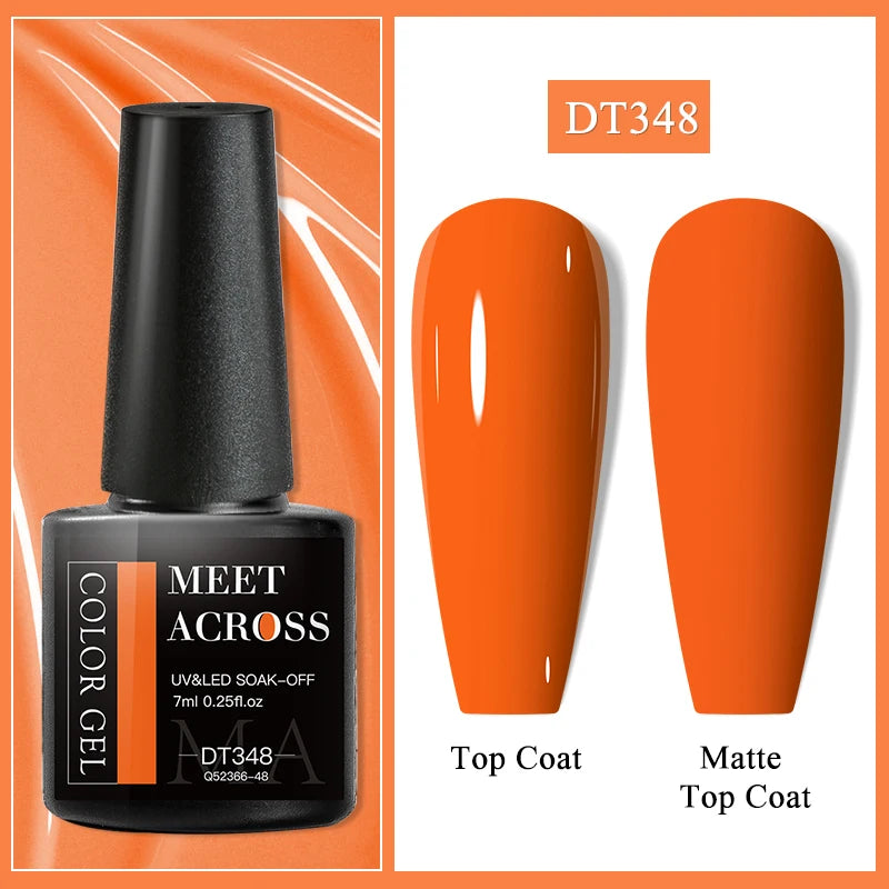 MEET ACROSS 7ml Dark Color Glitter Top Coat Gel For Nails Brocade Powder 2 In 1 Chameleon Nail Art Gel Varnish Manicure