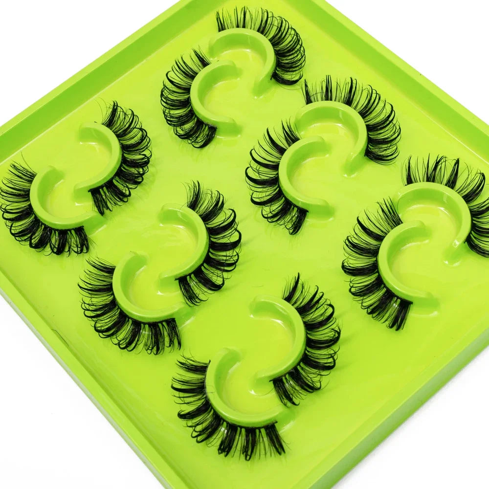 HBZGTLAD 6Pairs Female Cosplay Fake Eyelashes Korean Makeup New Style Wet Spikes 3d Eyelash Bulk Wholesale Manga Lashes