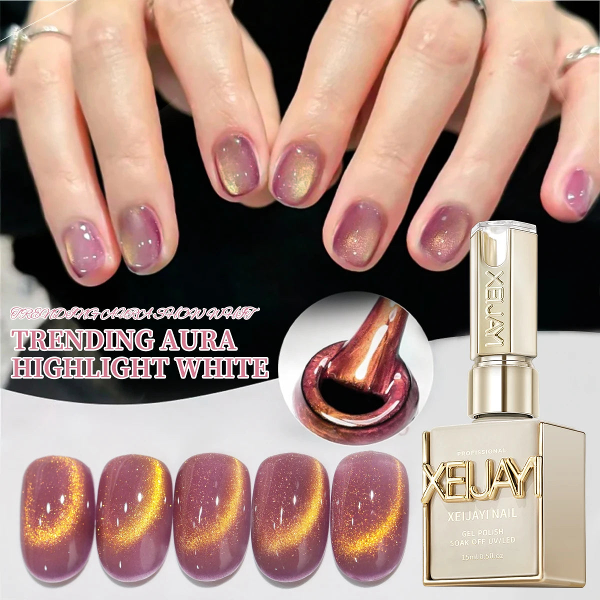 XEIJAYI 15ML Cat Eye Nail Polish Gel Phototherapeutic Gel Soak Off Nail Magnetic Gel Polish Nail Art DlY For Salon At Home