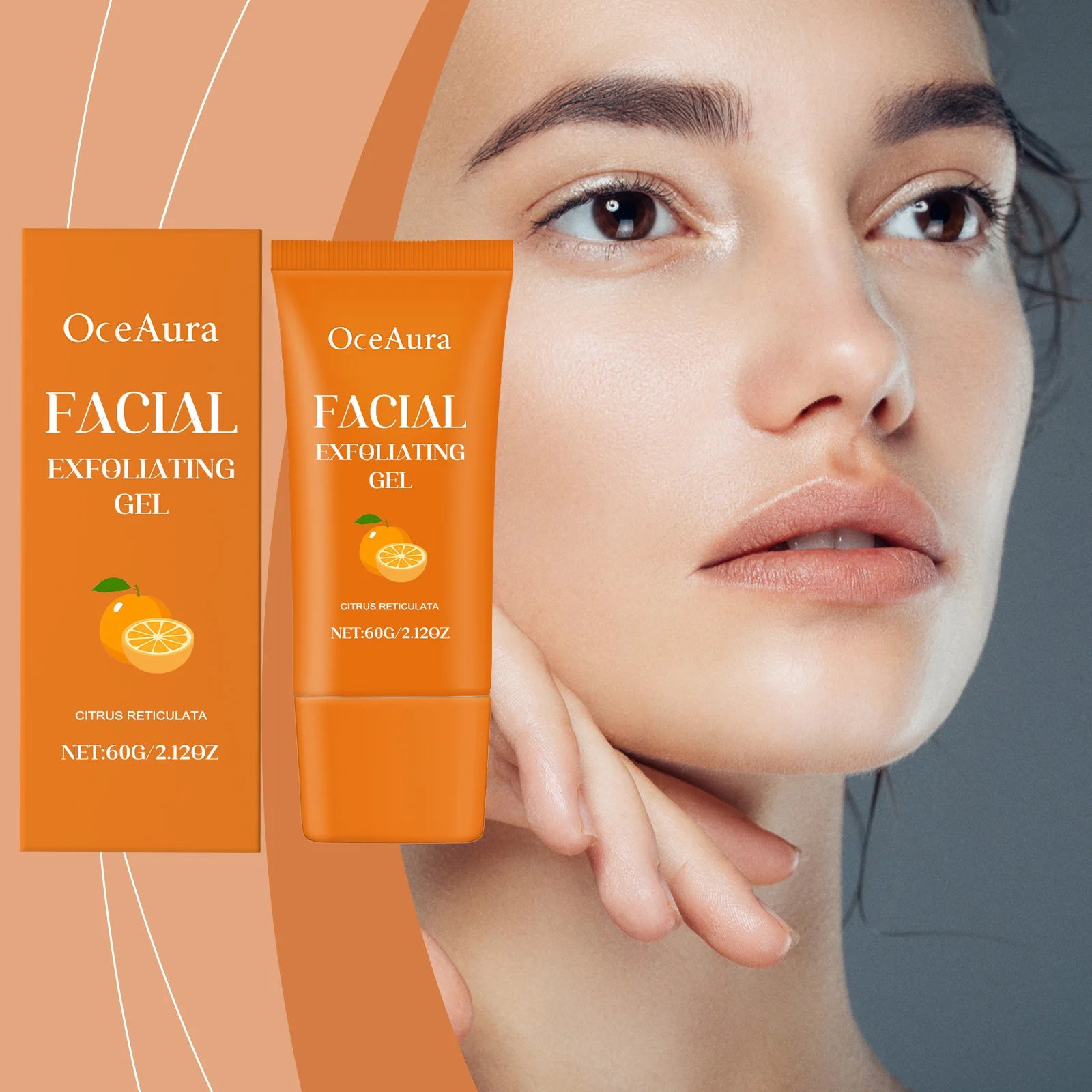 Orange Exfoliating Gel Brighten Facial Exfoliant Lighten Dark Skin Spots Acne Blackhead Remover Oil Control Smooth Face Cleanser