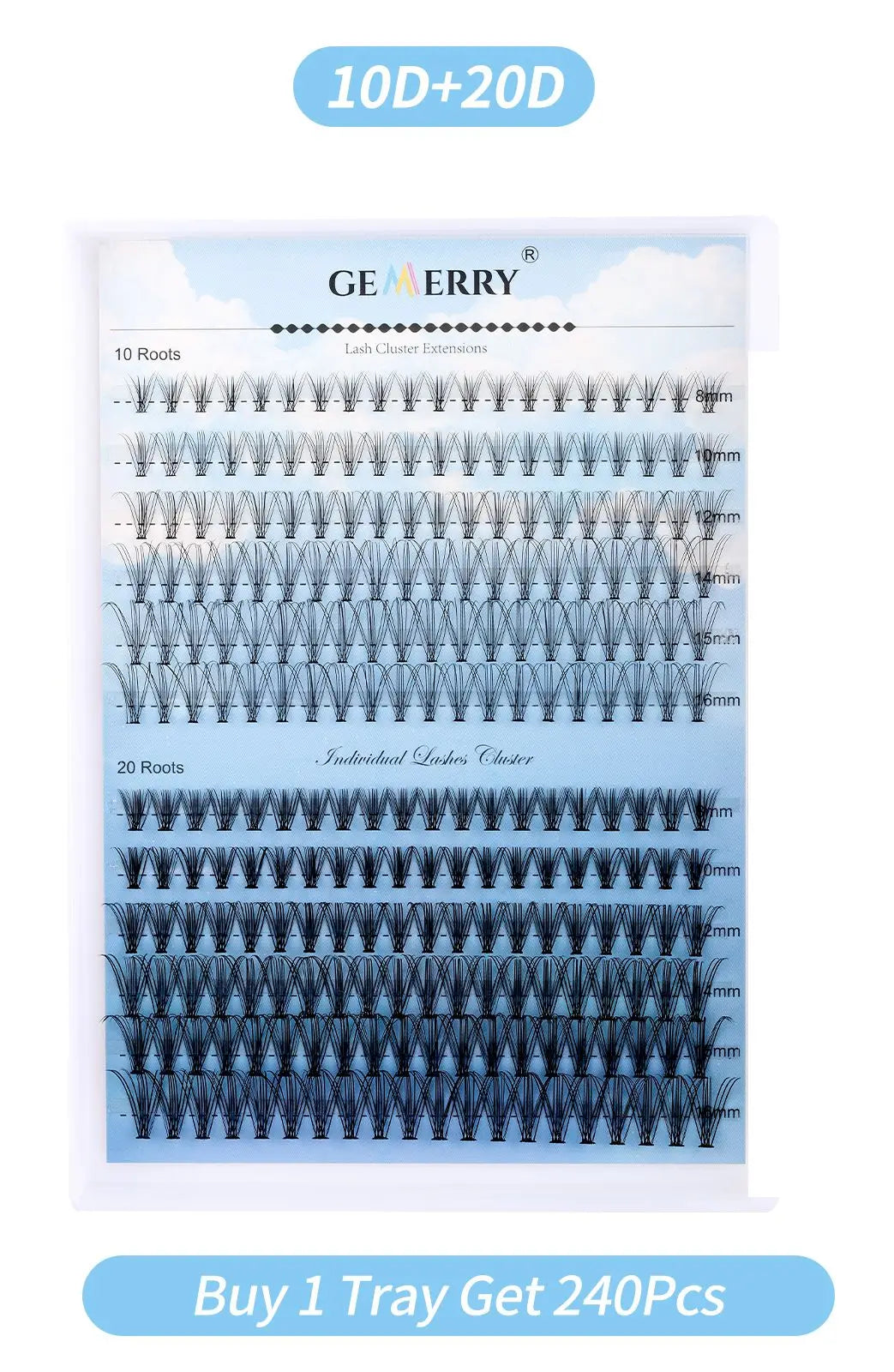 Gemerry 40P/50P DIY Lashes Extension Kit With 280 PCS False Lash Clusters Lash Bond And Seal Lash Glue Remover And Lash Tweezers