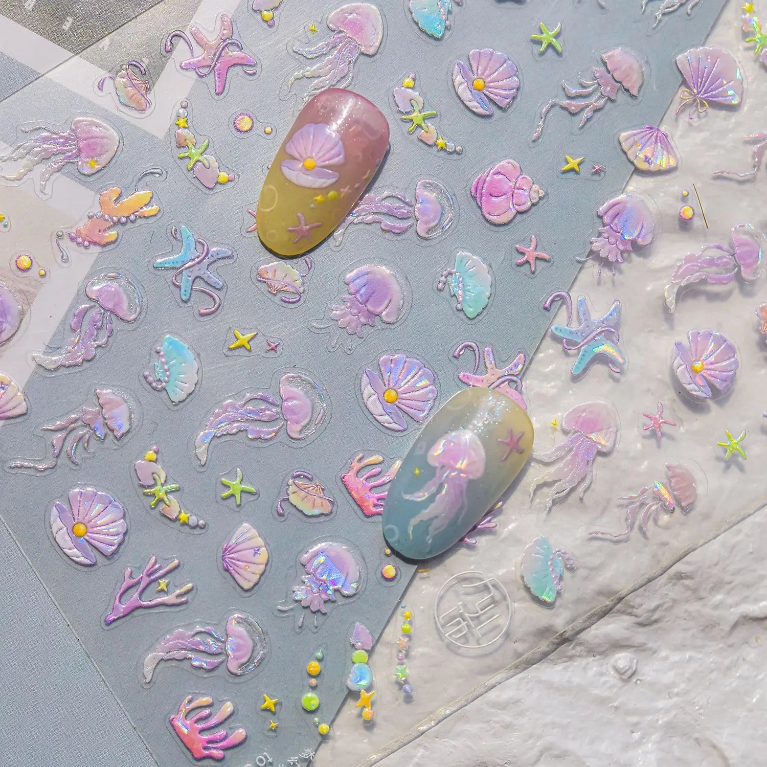 5D Rich Goldfish Nail Stickers Lotus Carp Ribbons Nail Art Appliqués Handmade Creative Nail Art Decorations