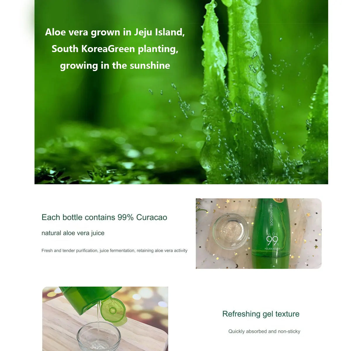 HOLIKA HOLIKA Aloe Soothing Gel,Soothing & Refreshing,Moisturizing & Lightweight,Fast-Absorbing,K-Beauty,Korean Makeup