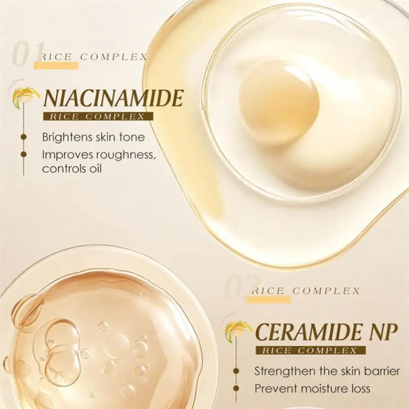 Rice Niacinamide Ceramide Skincare Set,moisturizing Brightening Toner,deeply Moisturizing Repairing Essence For Sensitive Skin