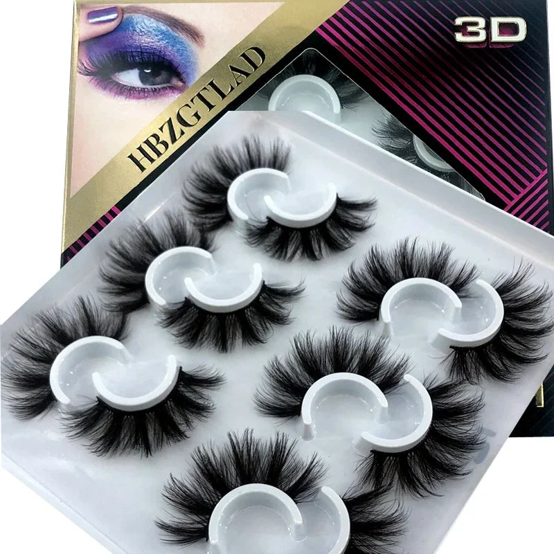 New 5 pairs of handmade mink eyelashes fake eyelashes natural nude makeup simulated cross messy eyes 3D curly eyelashes